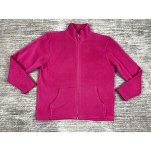 Pappagallo‎ Sweater Womens Medium Pink Full Zip Fleece 100% Polyester